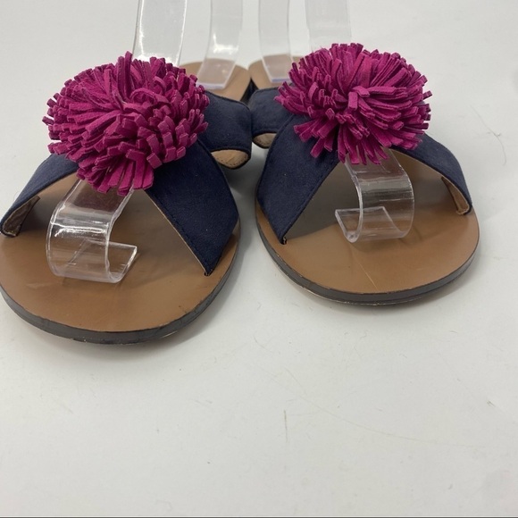 J Crew Sweet Jasmine Pom Pom sandal flats 7 - Picture 3 of 9